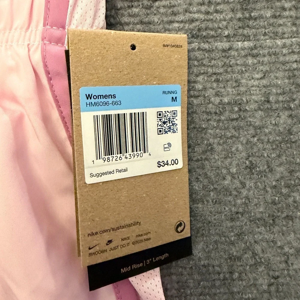 Nike Dri-Fit Tempo Running Shorts Womens Med Brief Lined Pink Reflective NWT
